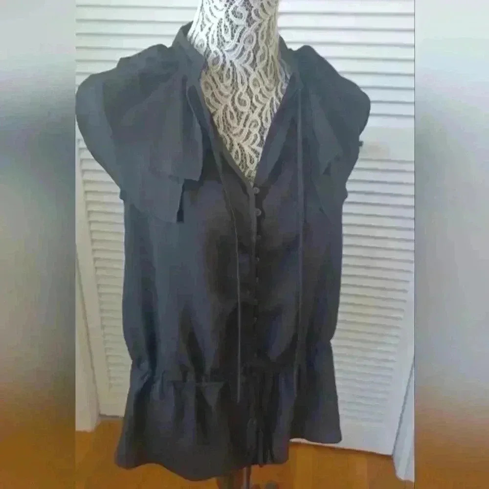 Jacob Women's Medium Sleeveless top button details and  strings capped shoulders